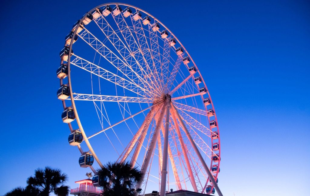 The Skywheel at night is one of the best Myrtle Beach Attractions for Couples
