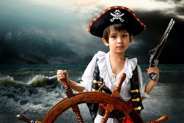 little boy dressed as a pirate