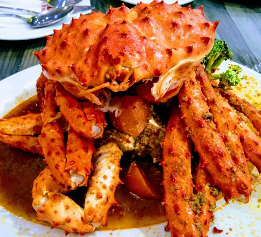 Seafood dinner plate at a Barefoot Landing restaurant in North Myrtle Beach