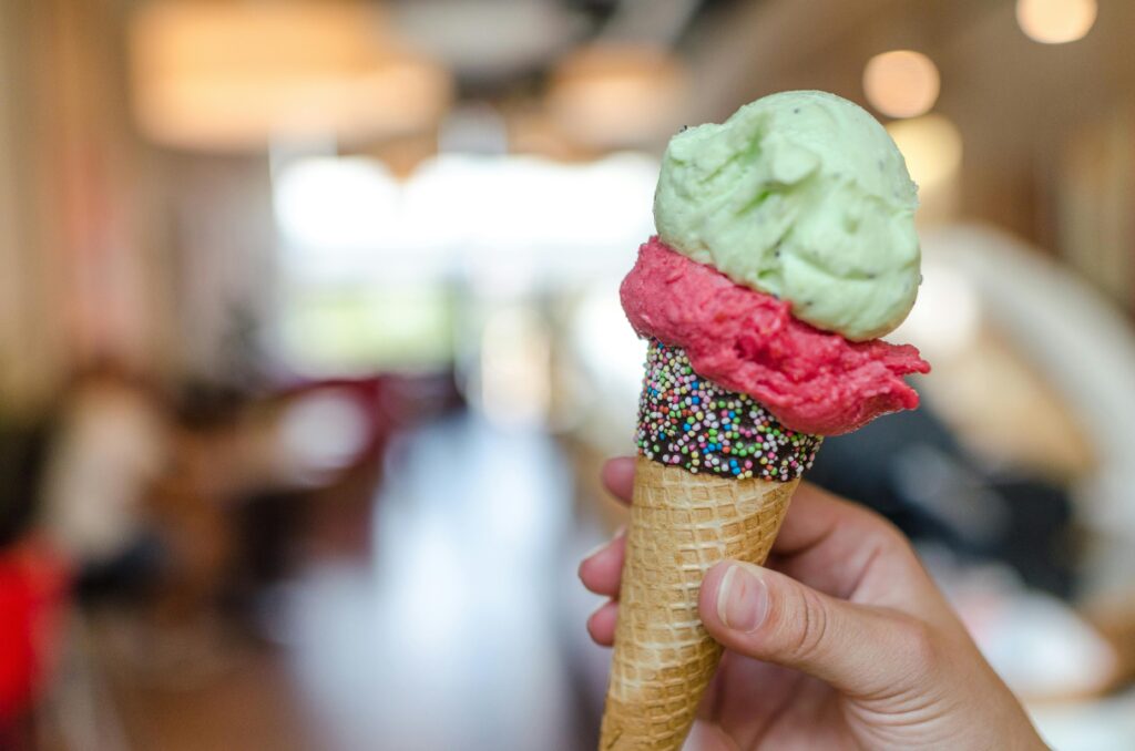 Ice cream cone from Mad Myrtle's, a top Myrtle Beach Boardwalk restaurant for families