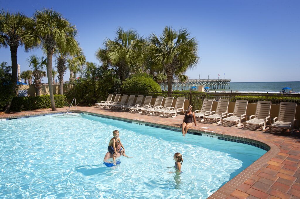 oceanfront outdoor pool at holiday pavilion resort in myrtle beach